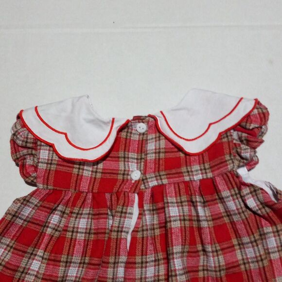 Lil Cactus Scallop Collared Plaid Dress-Size 3T-Lined-Flannel-100% Cotton - Picture 8 of 8